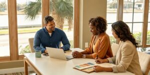 An agent discusses Affordable Care Act plans with a couple in Kissimmee, FL.