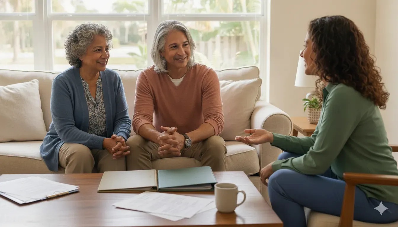 Benefits advisor comparing ACA and short-term health insurance options with a couple