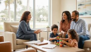 Florida family discussing how much life insurance costs with an advisor