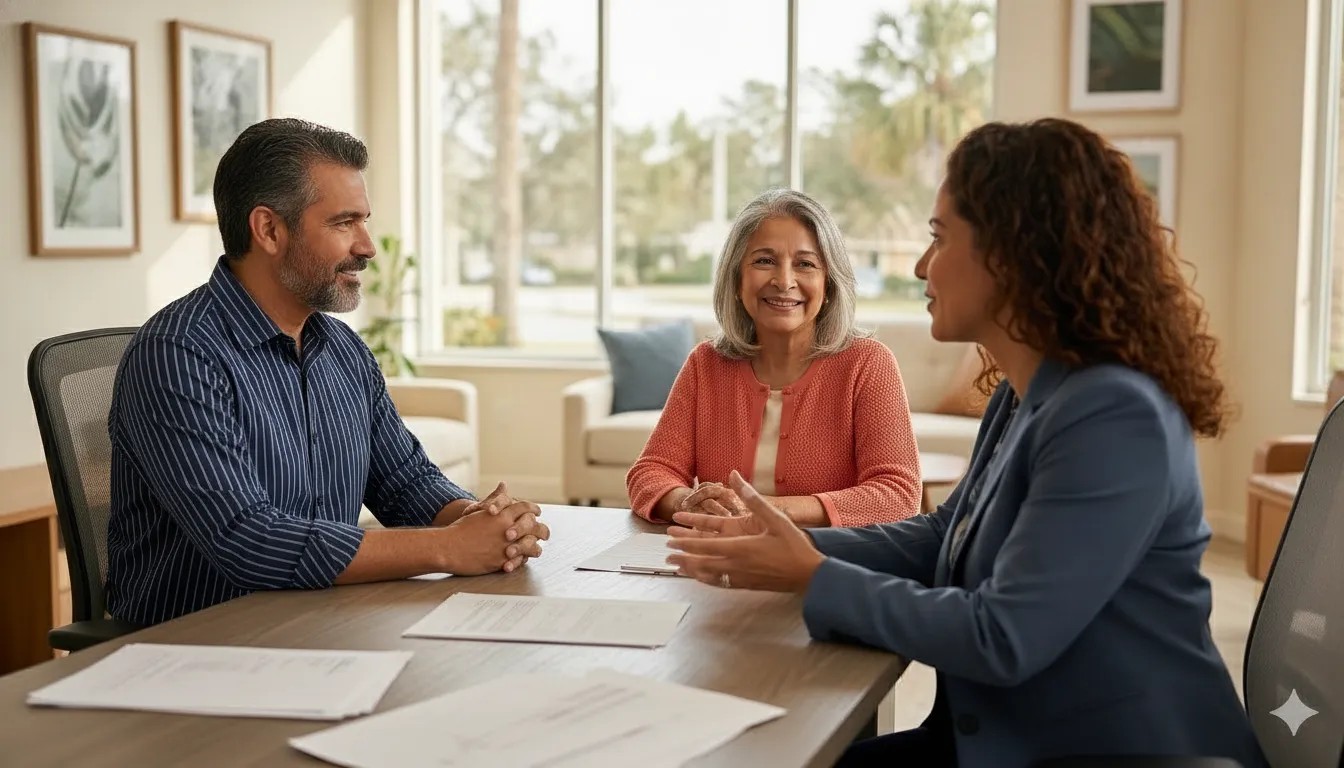 Florida couple discussing life insurance protection with an advisor