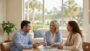 Personas revisan planes Medicare Advantage en Kissimmee, FL con un agente bilingüe.