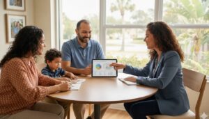 Kissimmee agent helping a family compare life insurance quotes.