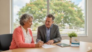 Senior gets free Medicare enrollment help from an advisor in Poinciana, FL.